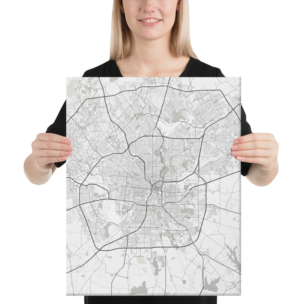 San Antonio White Canvas Map