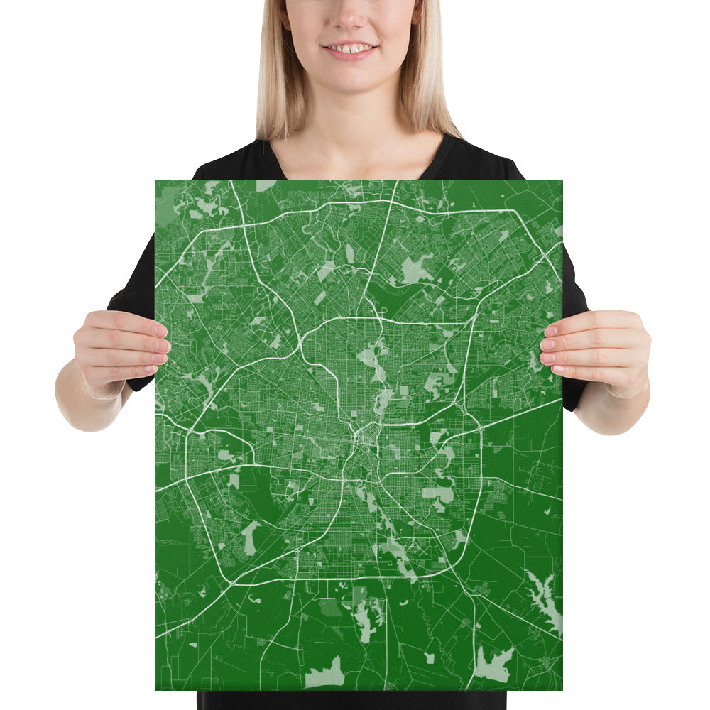 San Antonio Green and White Canvas Map