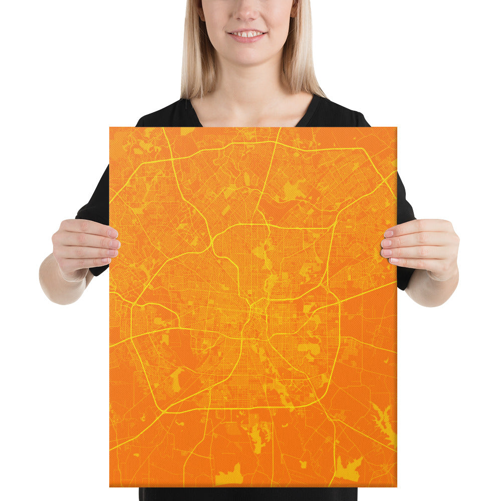 San Antonio Orange and Yellow Canvas Map