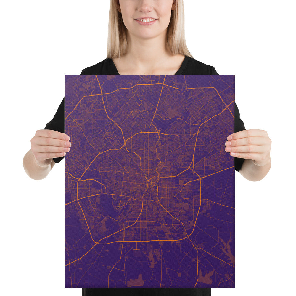 San Antonio Purple and Orange Canvas Map