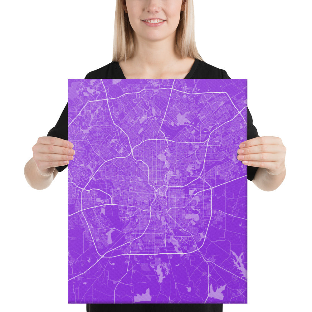 San Antonio Purple and White Canvas Map