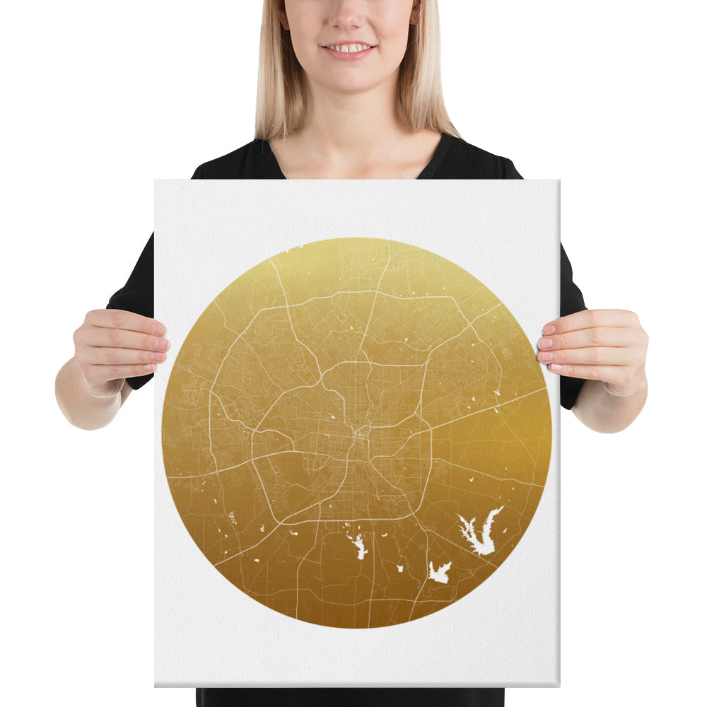 San Antonio Gold on White Canvas Map