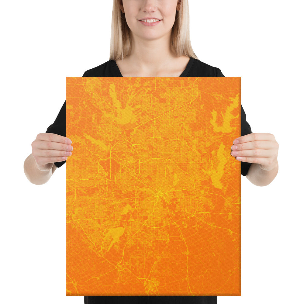 Dallas Orange and Yellow Canvas Map