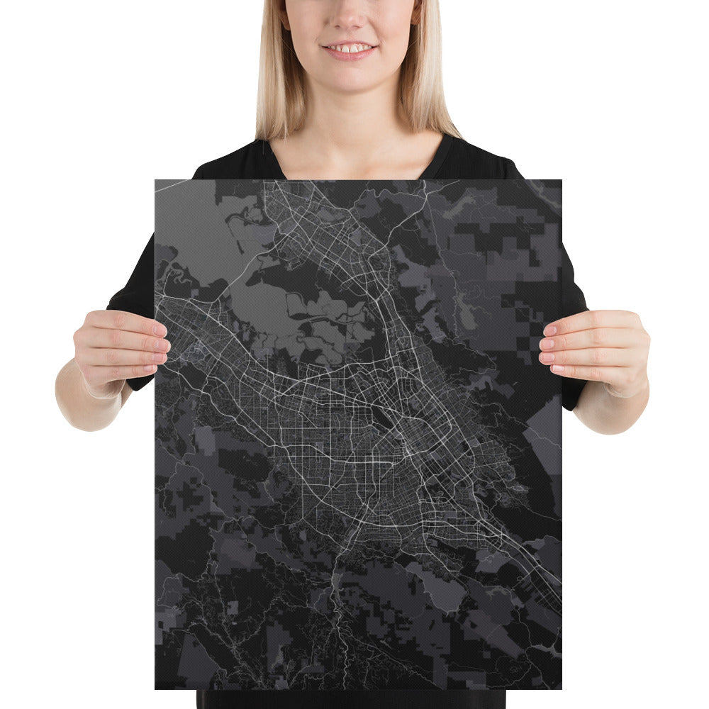 San Jose Black Canvas Map