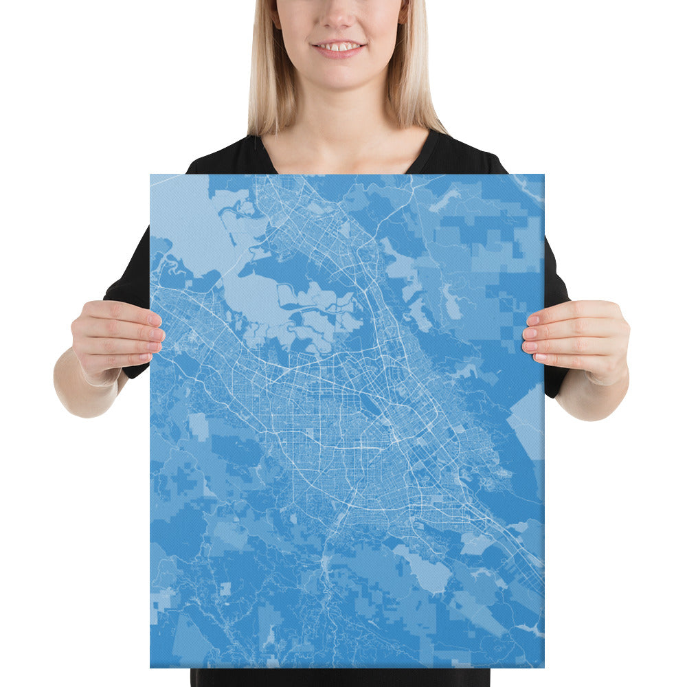 San Jose Blue and White Canvas Map