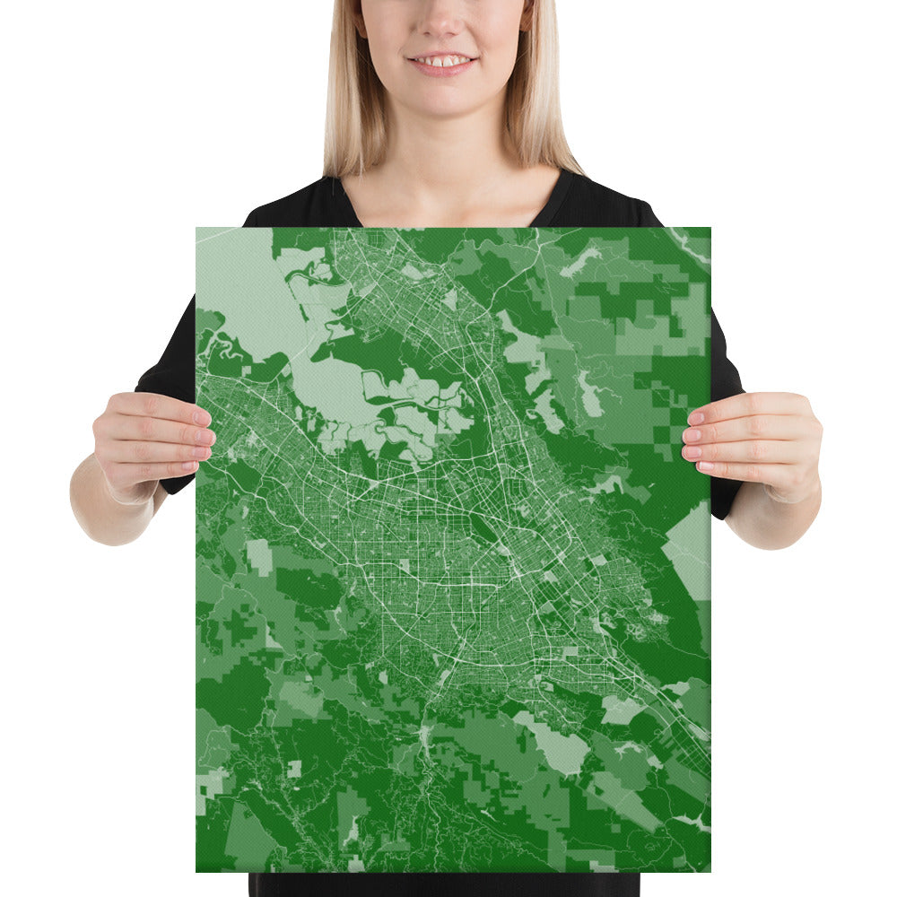 San Jose Green and White Canvas Map