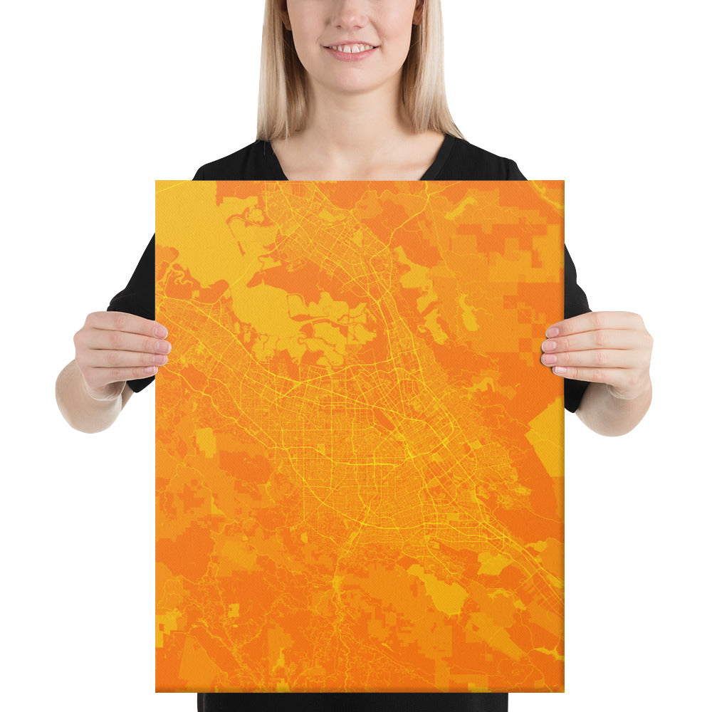 San Jose Orange and Yellow Canvas Map