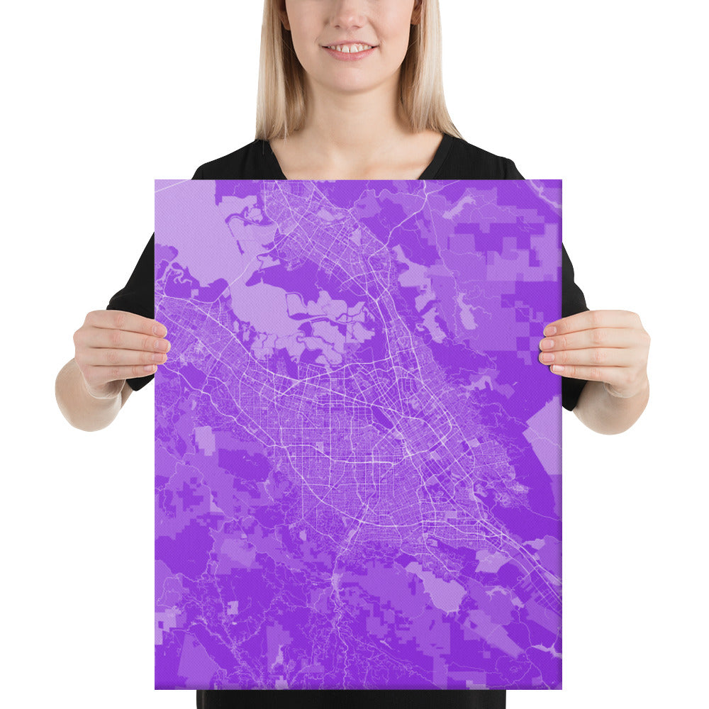 San Jose Purple and White Canvas Map