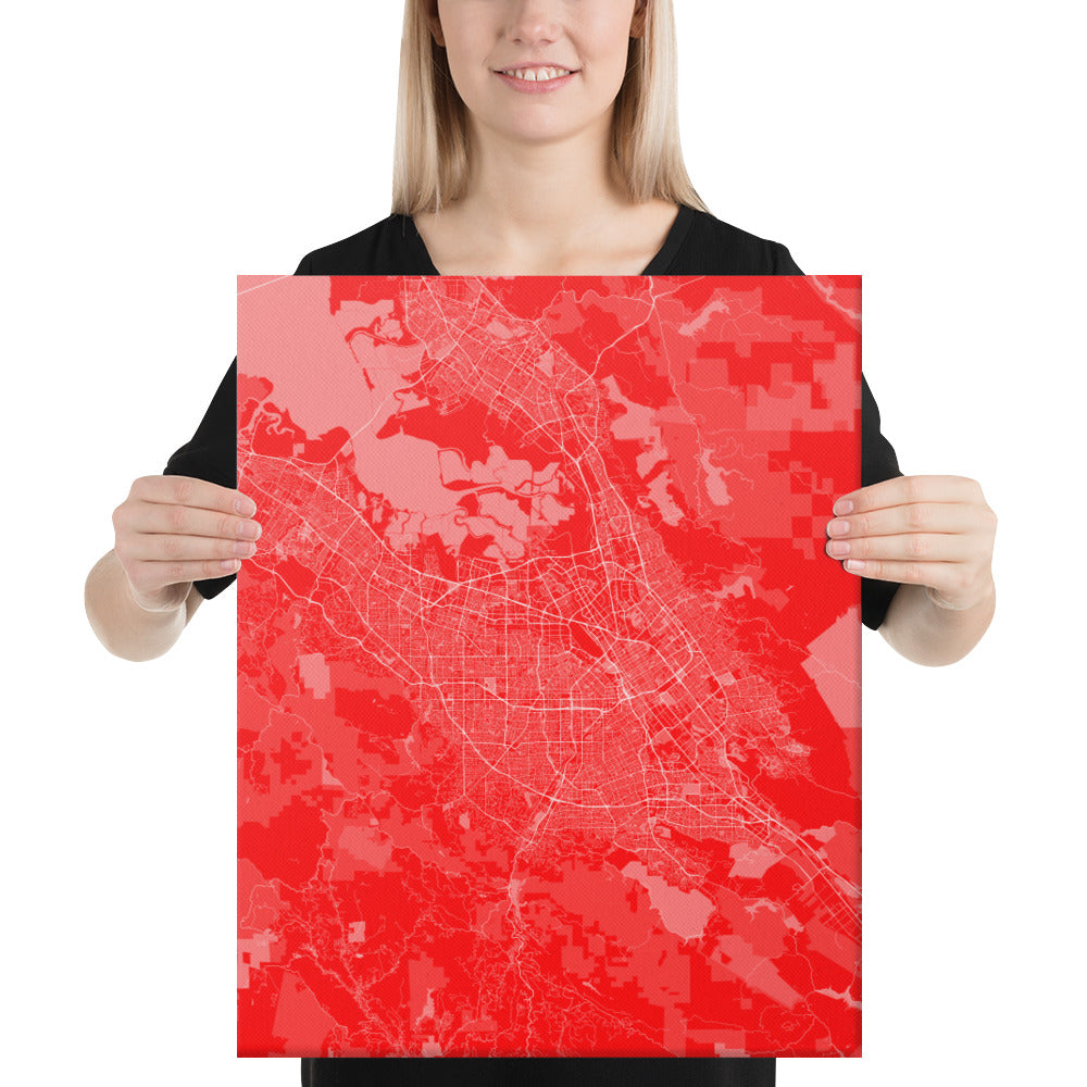 San Jose Red and White Canvas Map