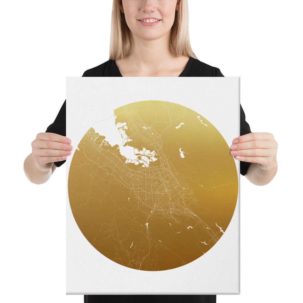 San Jose Gold on White Canvas Map