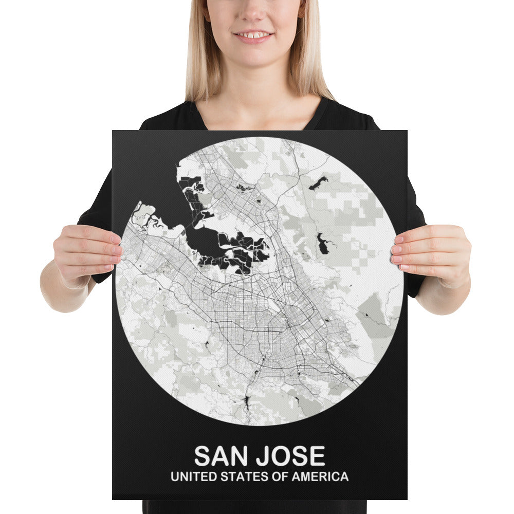 San Jose Circular White Canvas Map