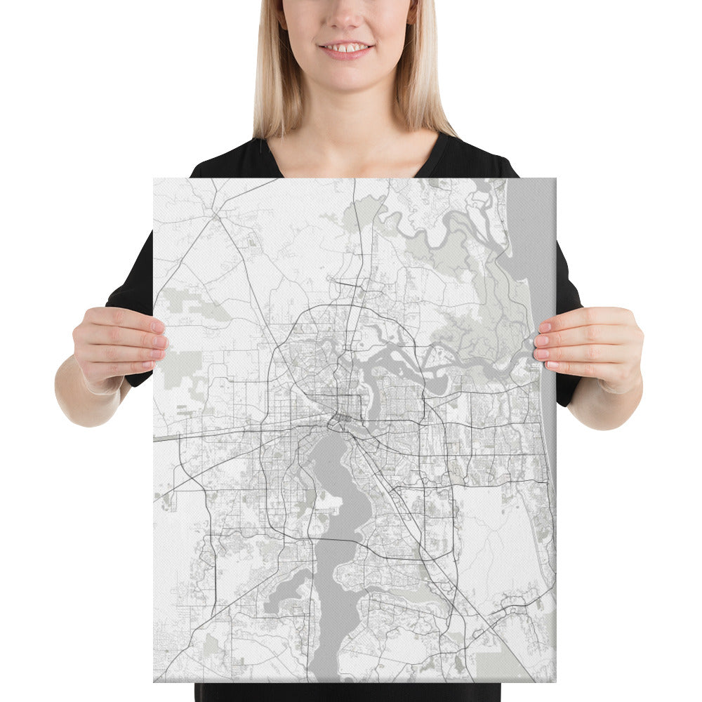 Jacksonville White Canvas Map