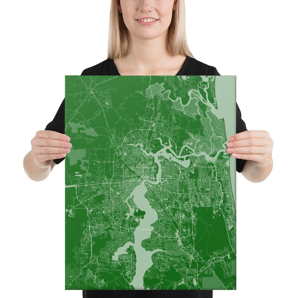 Jacksonville Green and White Canvas Map