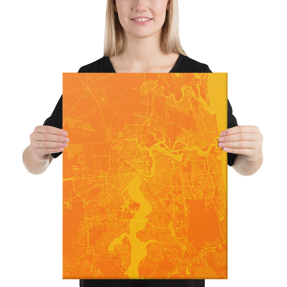 Jacksonville Orange and Yellow Canvas Map