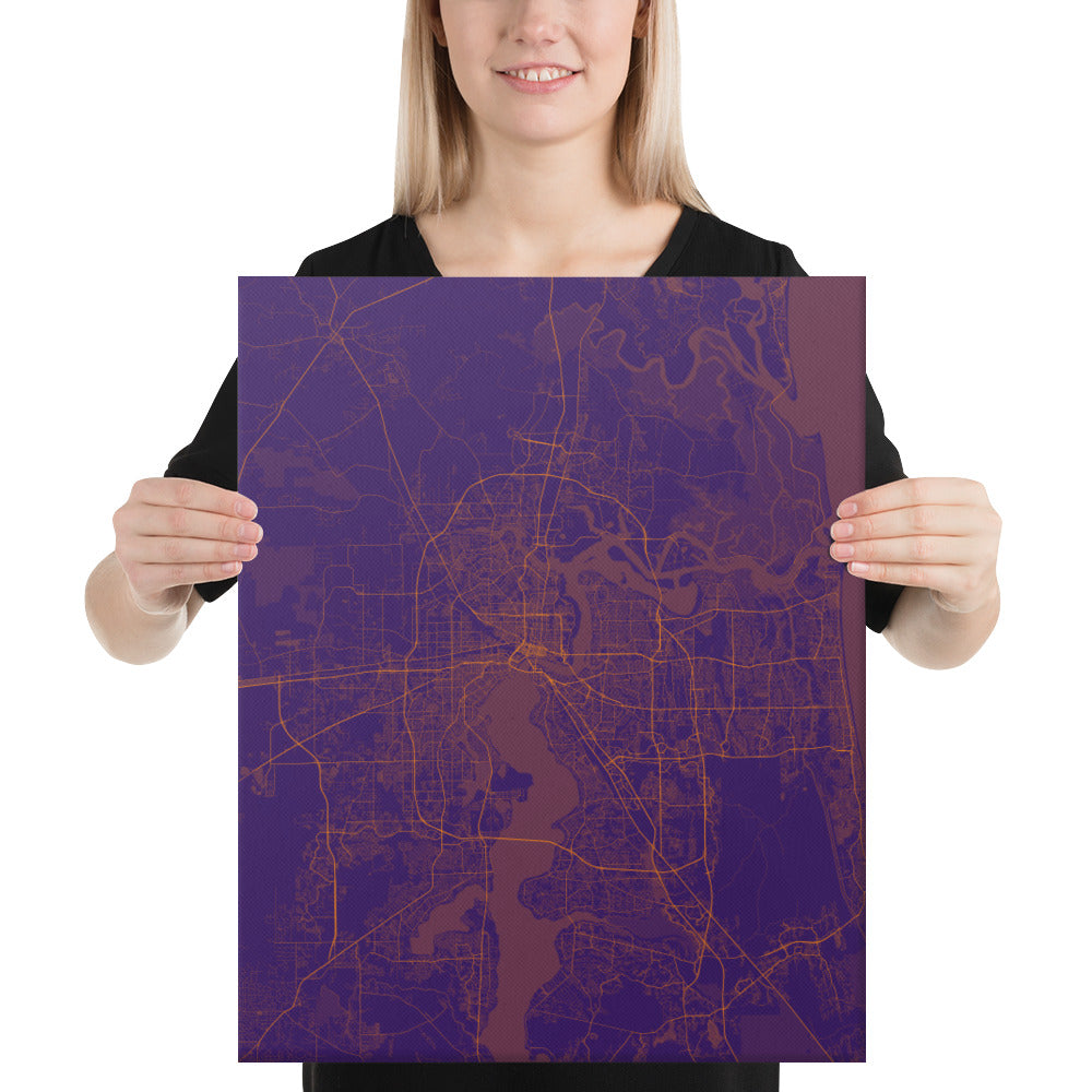 Jacksonville Purple and Orange Canvas Map