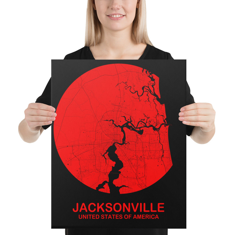 Jacksonville Circular Red Canvas Map