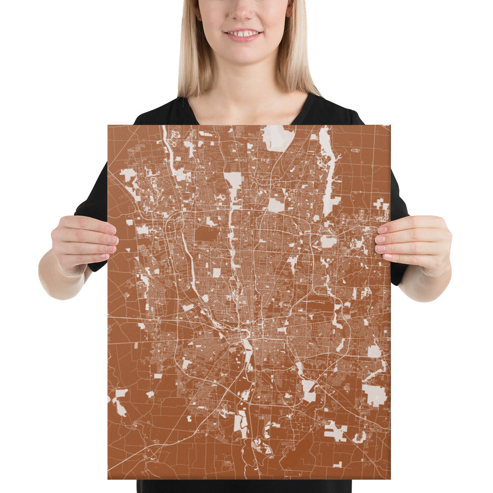 Columbus Brown and White Canvas Map