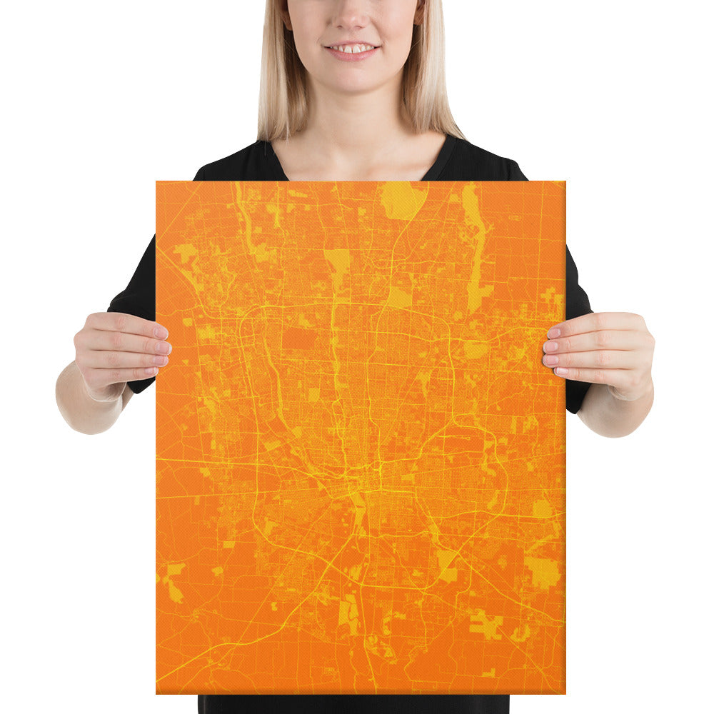 Columbus Orange and Yellow Canvas Map