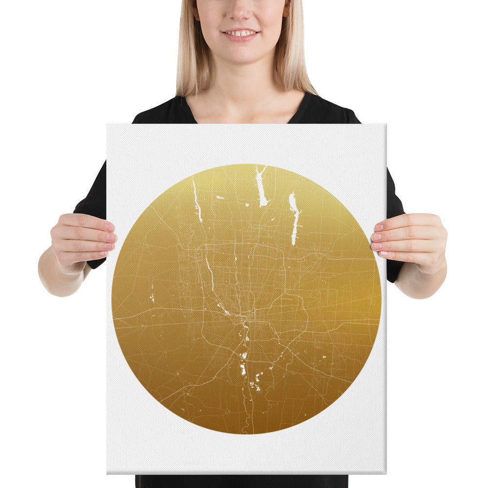 Columbus Gold on White Canvas Map