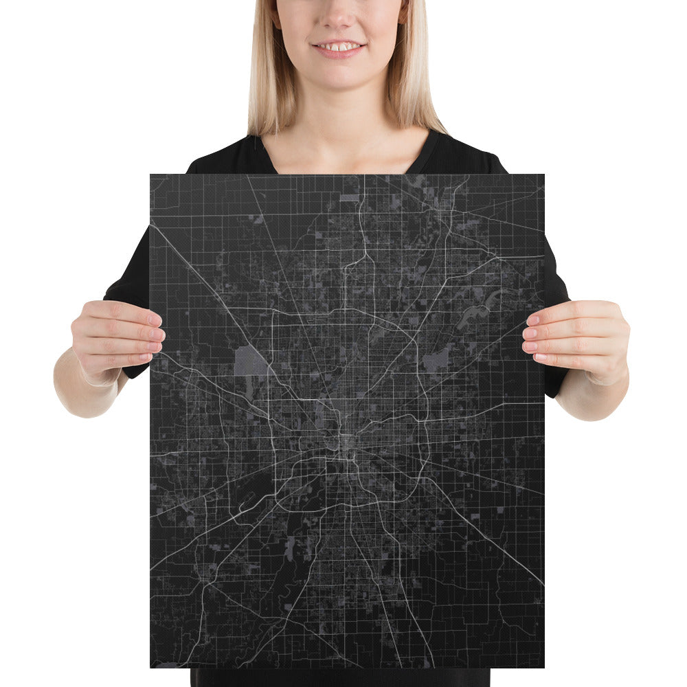 Indianapolis Black Canvas Map