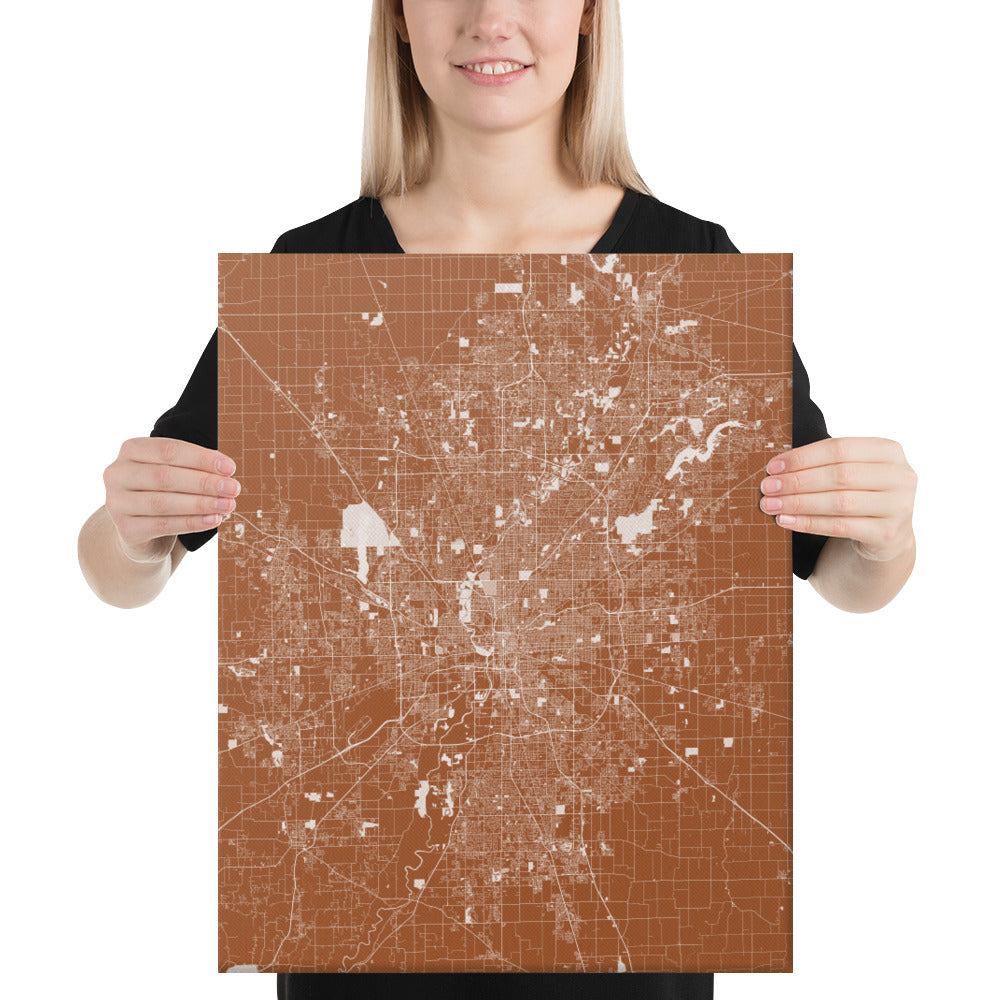 Indianapolis Brown and White Canvas Map