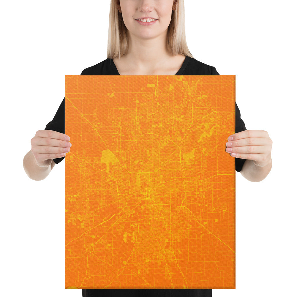 Indianapolis Orange and Yellow Canvas Map