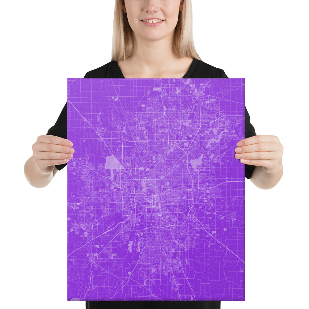 Indianapolis Purple and White Canvas Map