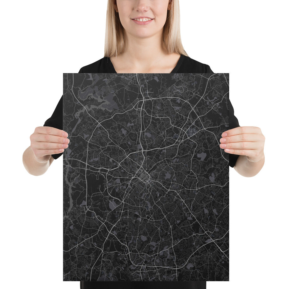 Charlotte Black Canvas Map