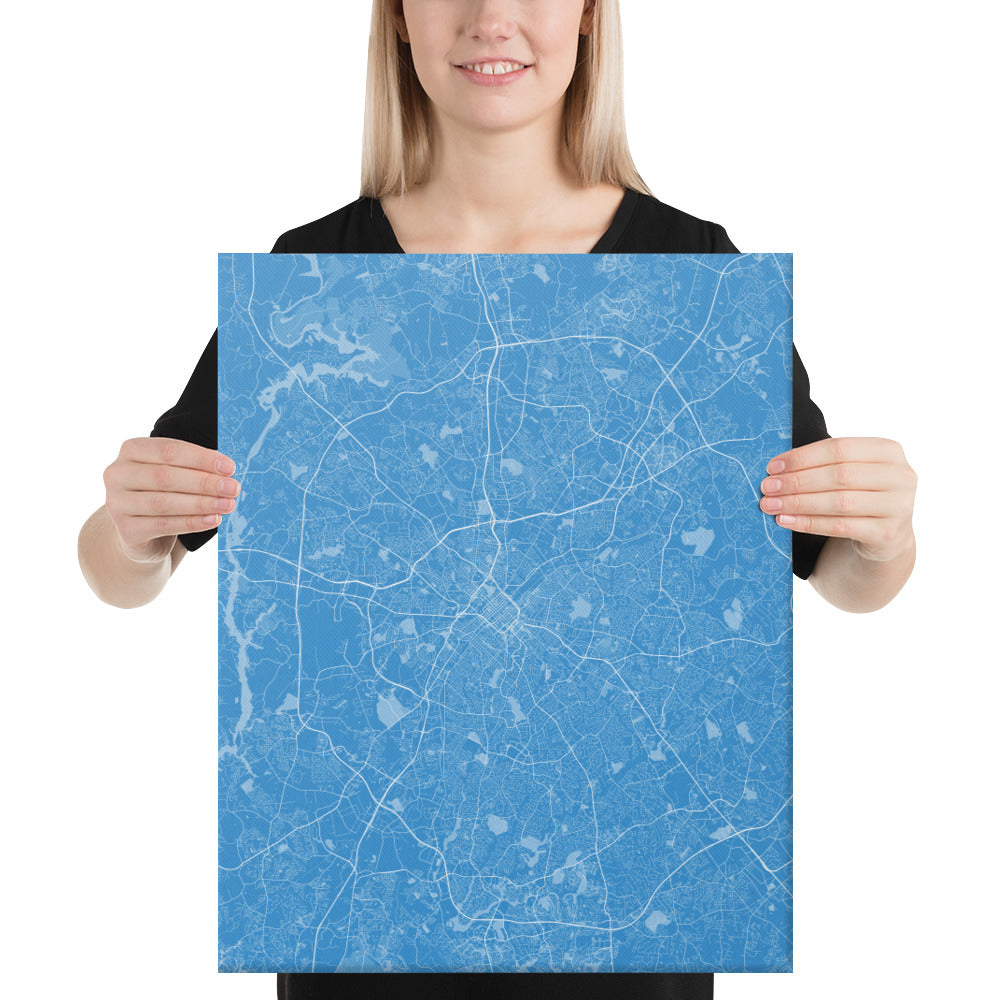 Charlotte Blue and White Canvas Map