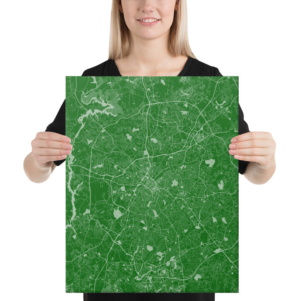 Charlotte Green and White Canvas Map