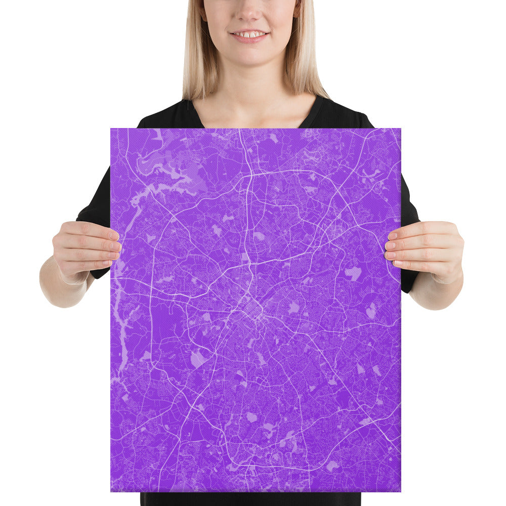 Charlotte Purple and White Canvas Map