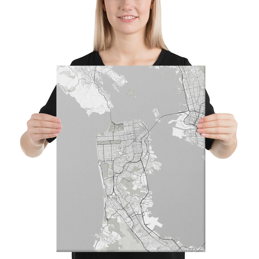 San Francisco White Canvas Map