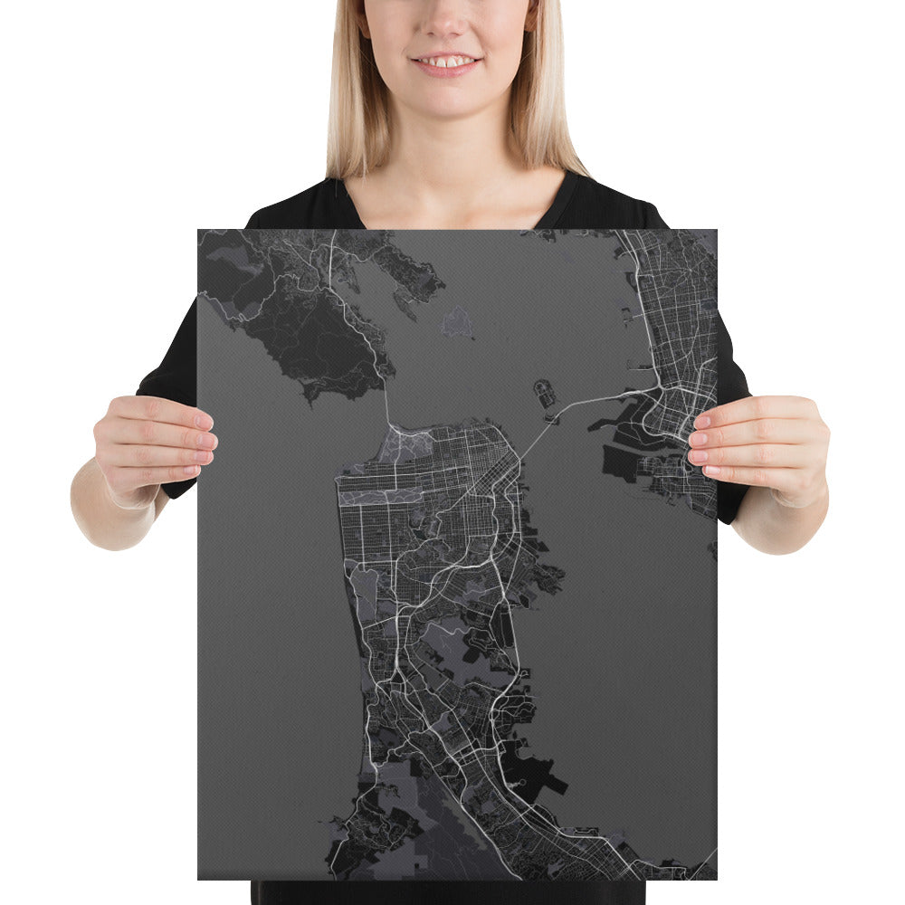 San Francisco Black Canvas Map