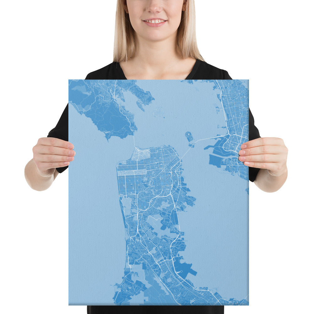 San Francisco Blue and White Canvas Map