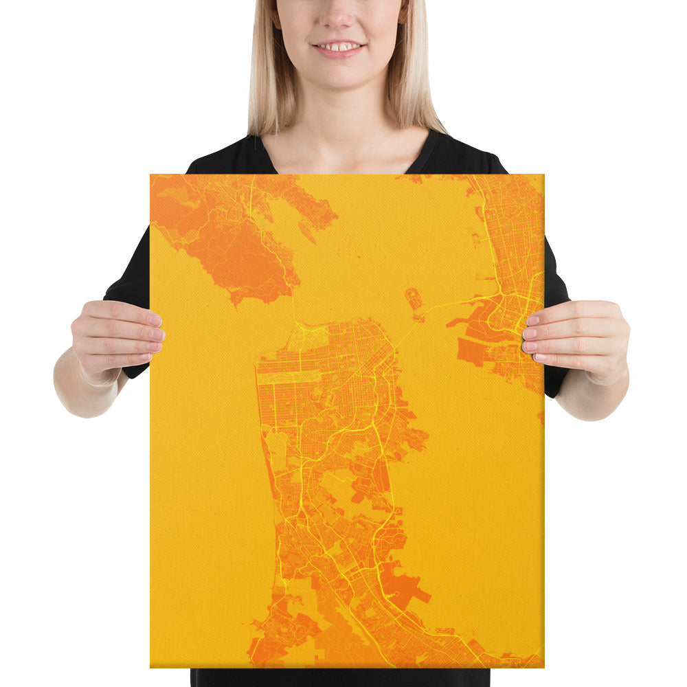 San Francisco Orange and Yellow Canvas Map