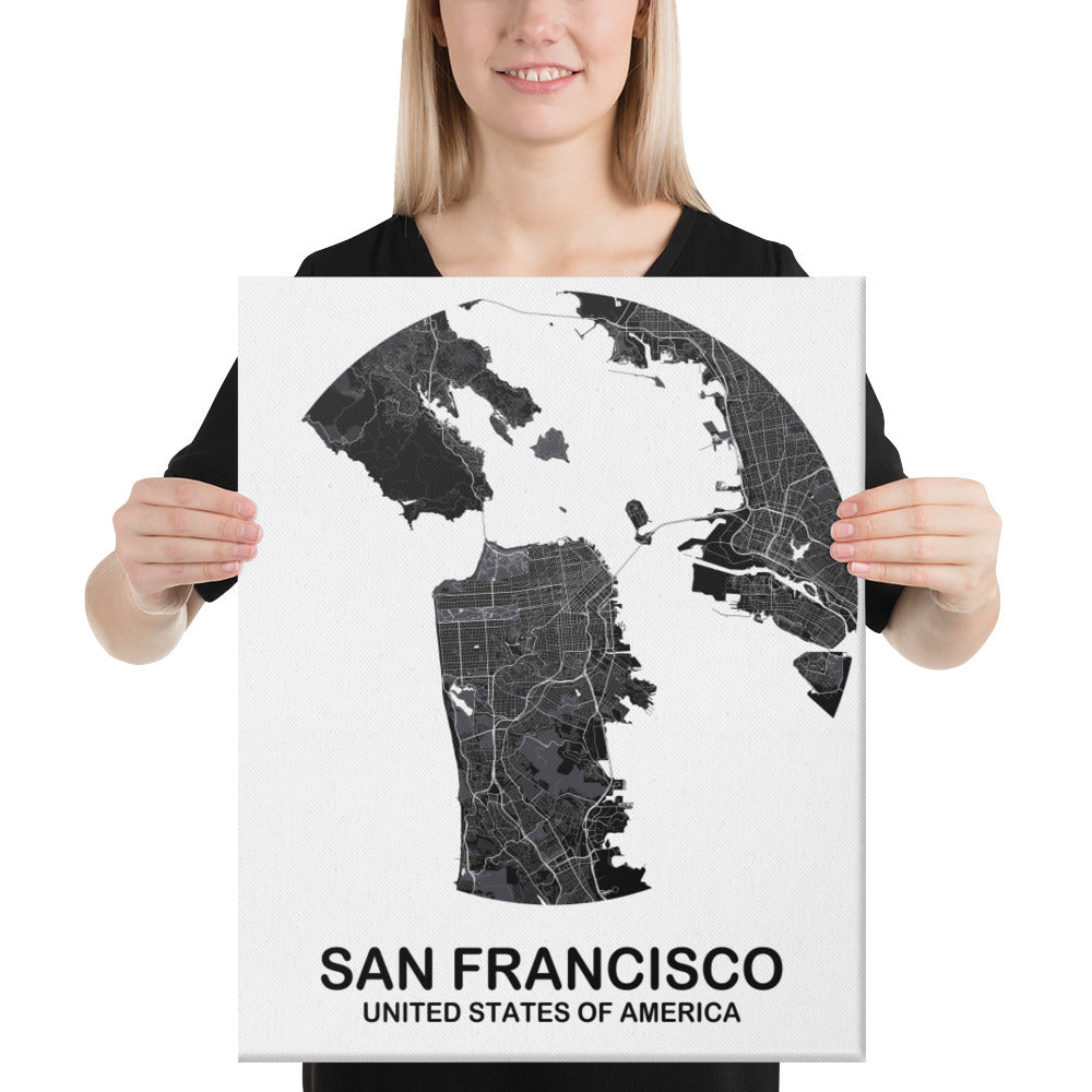 San Francisco Circular Black Canvas Map