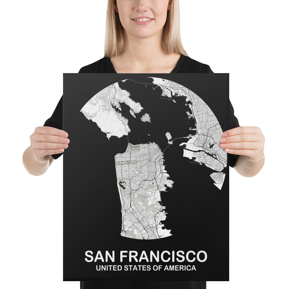 San Francisco Circular White Canvas Map