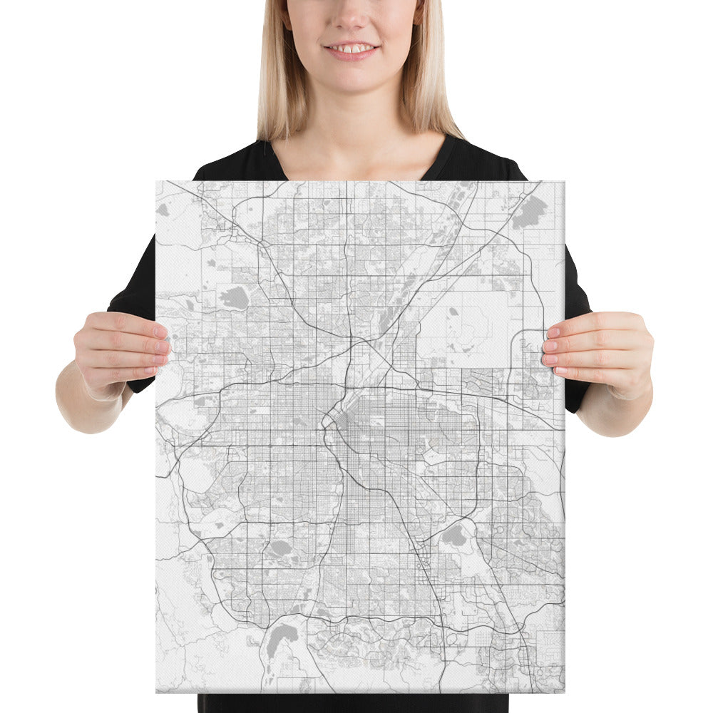 Denver White Canvas Map