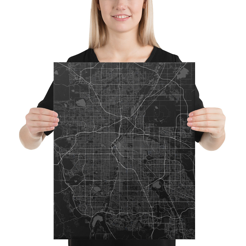 Denver Black Canvas Map