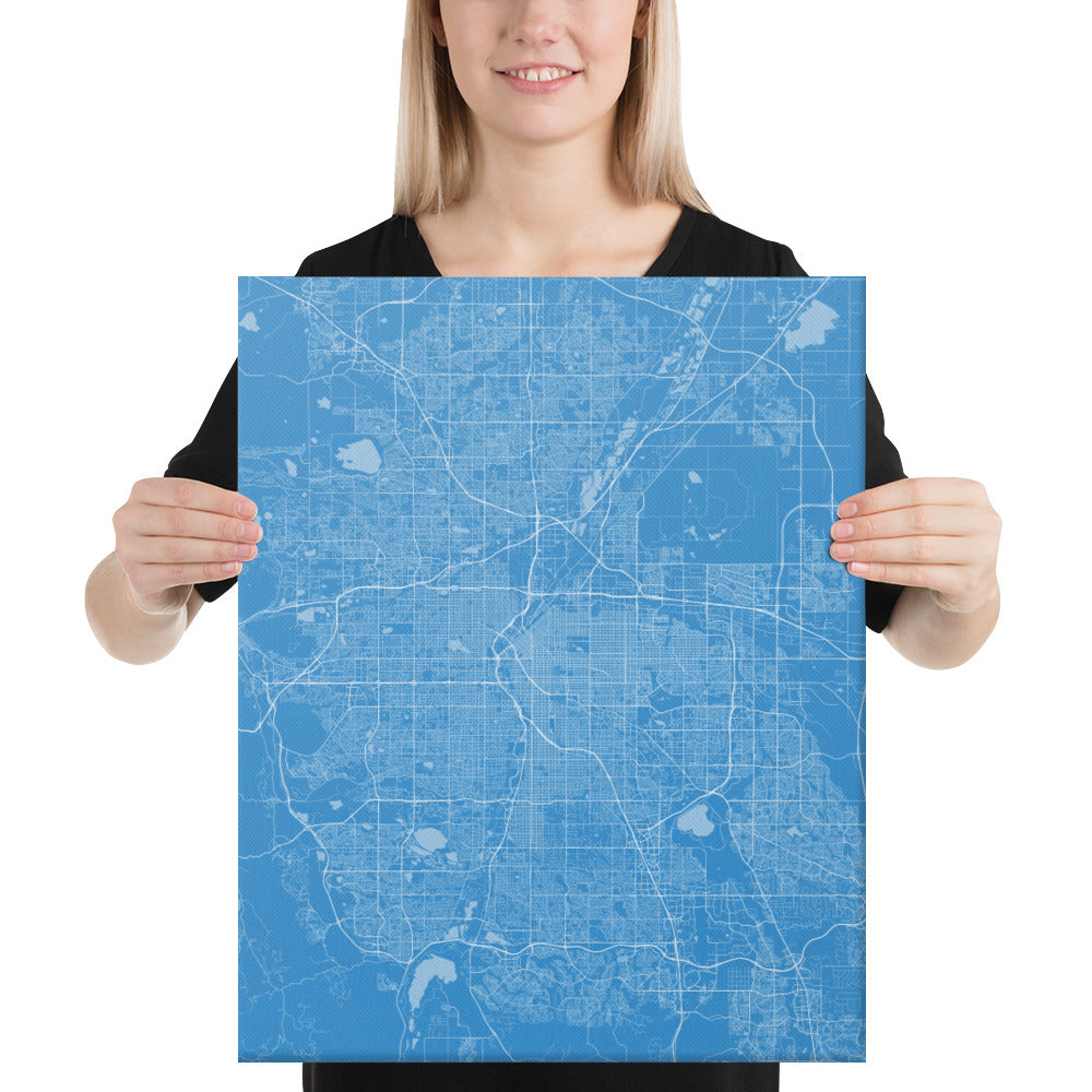 Denver Blue and White Canvas Map