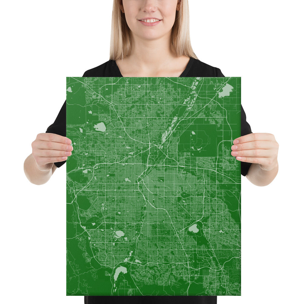 Denver Green and White Canvas Map