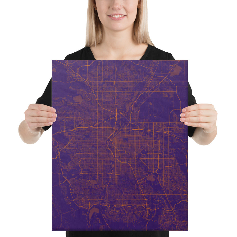 Denver Purple and Orange Canvas Map