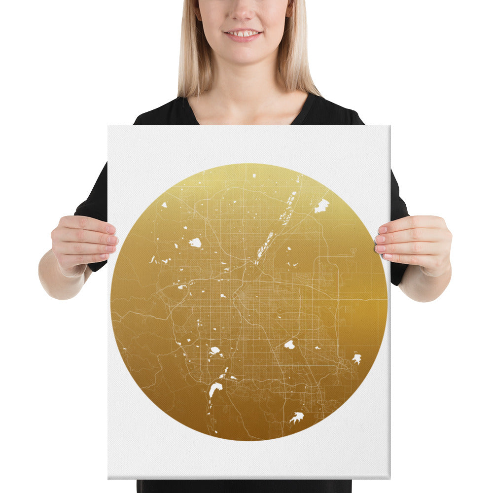 Denver Gold on White Canvas Map