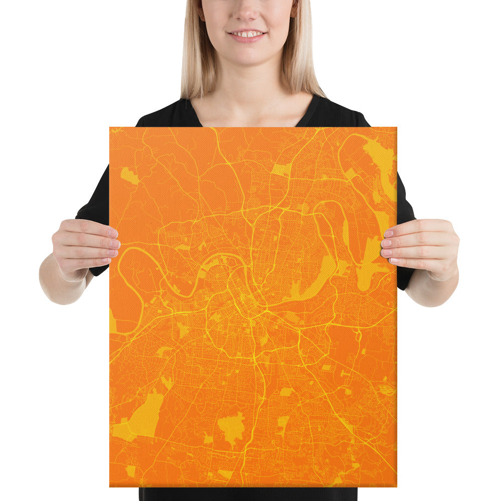 Nashville Orange and Yellow Canvas Map