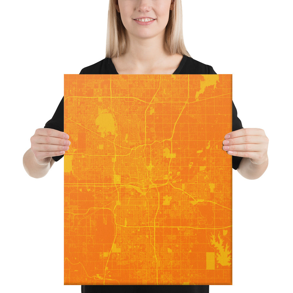 Oklahoma City Orange and Yellow Canvas Map