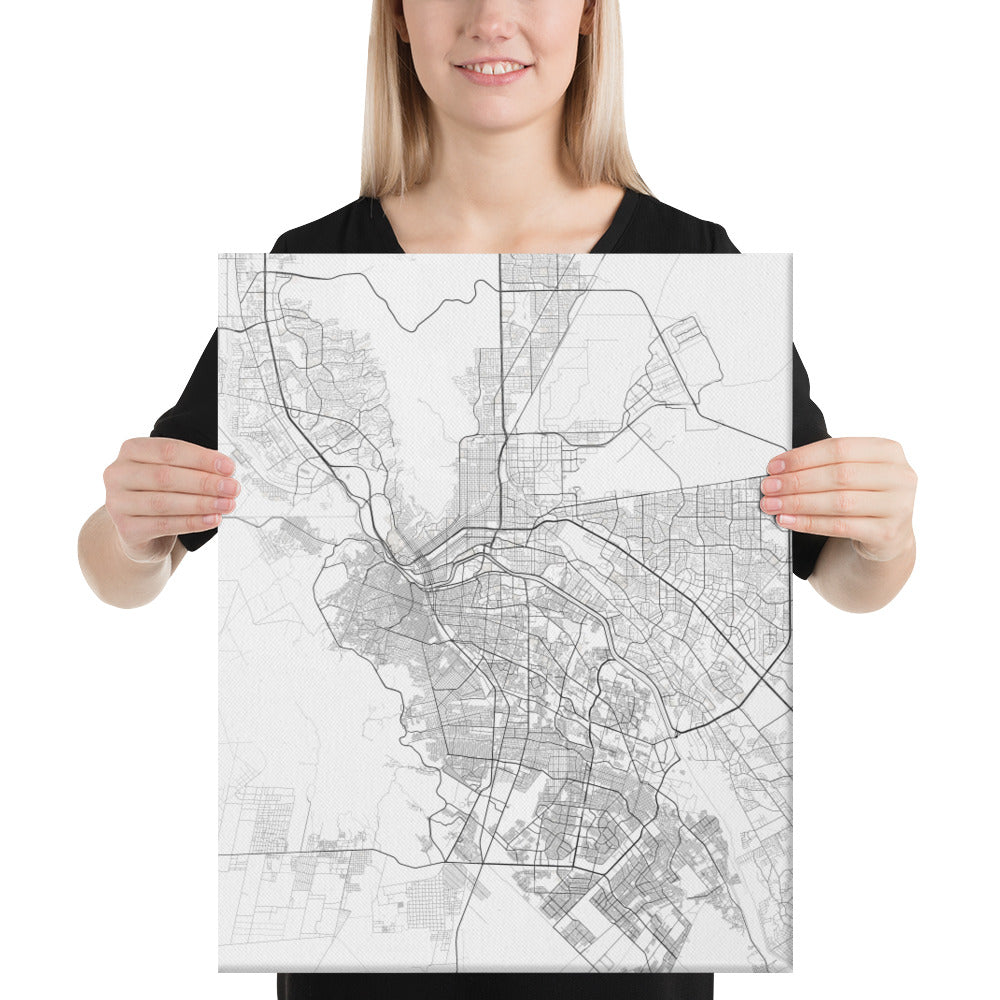 El Paso White Canvas Map