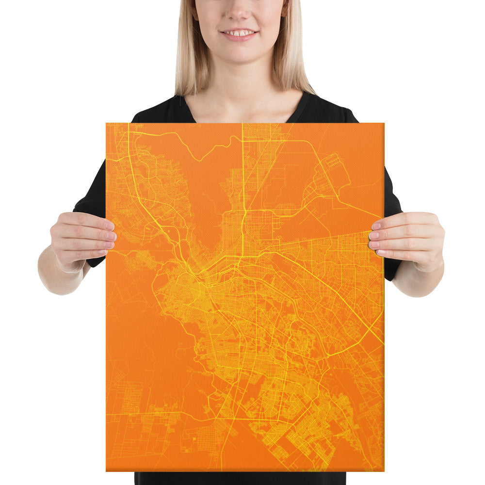 El Paso Orange and Yellow Canvas Map