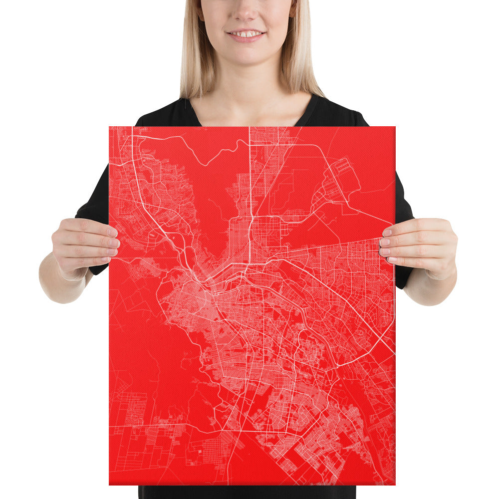 El Paso Red and White Canvas Map