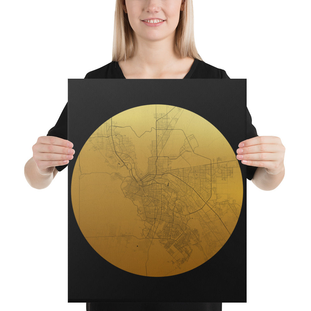 El Paso Gold on Black Canvas Map