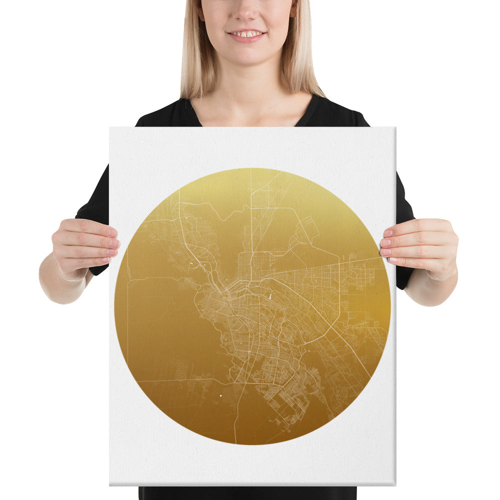 El Paso Gold on White Canvas Map